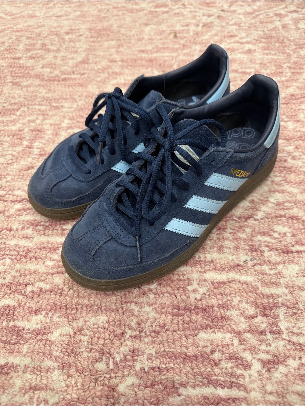 adidas Spezial Navy Suede Sneakers with Light Blue Stripes